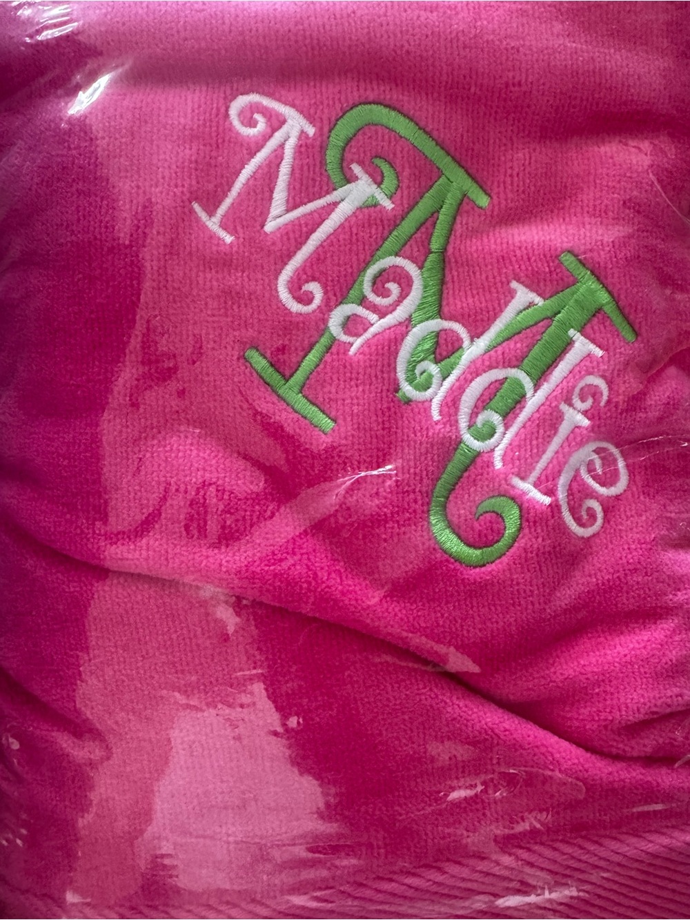 Pink Personalized Terry Velour Bach Towel